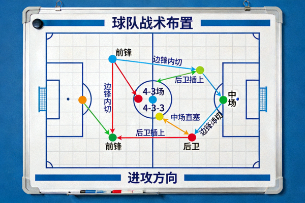 足球战术分析板展示球队阵型布置与战术跑位路线